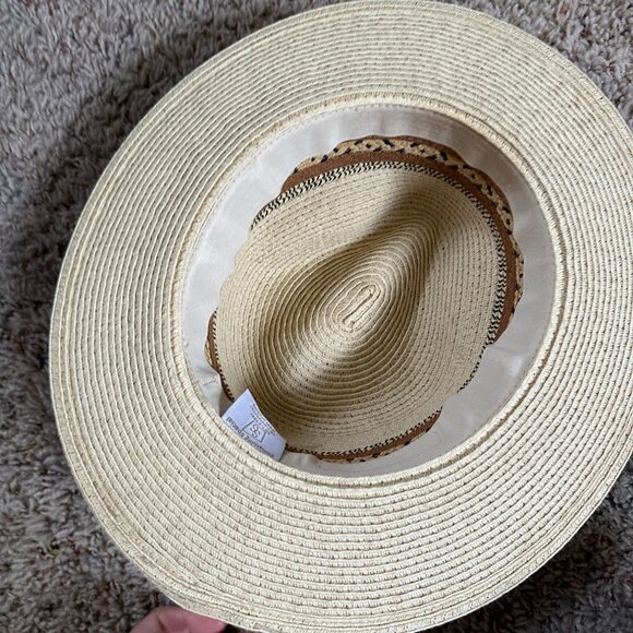 Something Special Straw Sun Hat Beige Southwest Pattern Band Lightweight Unisex - Picture 5 of 7